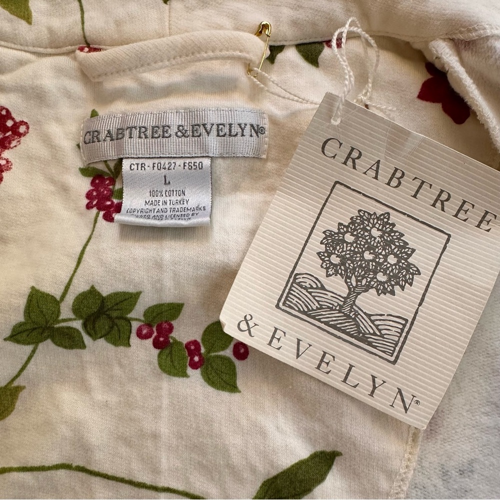 Vtg Crabtree & Evelyn Floral Cotton Robe L Long Wrap Cottagecore * New But READ - Picture 6 of 15